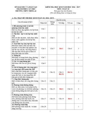 Đề 10: Đề thi HK2 Toán 10 năm học 2016 - 2017 trường THPT Thới Lai - Cần Thơ