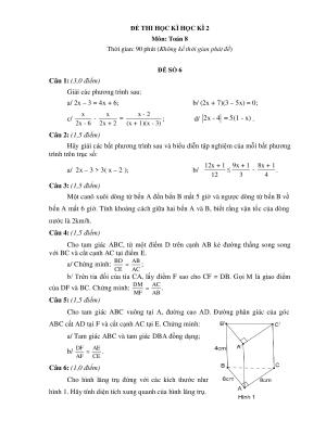 Đề thi học kì 2 (có đáp án) môn Toán lớp 8