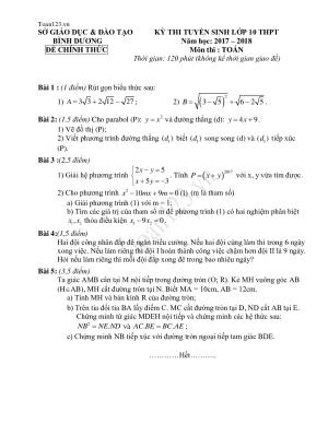 Đề thi vào 10 (có đáp án) tỉnh Bình Dương năm 2017