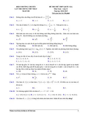 Đề thi thử Toán THPTQG 2019 hội 8 trường chuyên đồng bằng sông Hồng lần 1