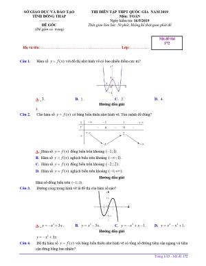Đề thi diễn tập THPT Quốc gia 2019 môn Toán sở GD&ĐT Đồng Tháp
