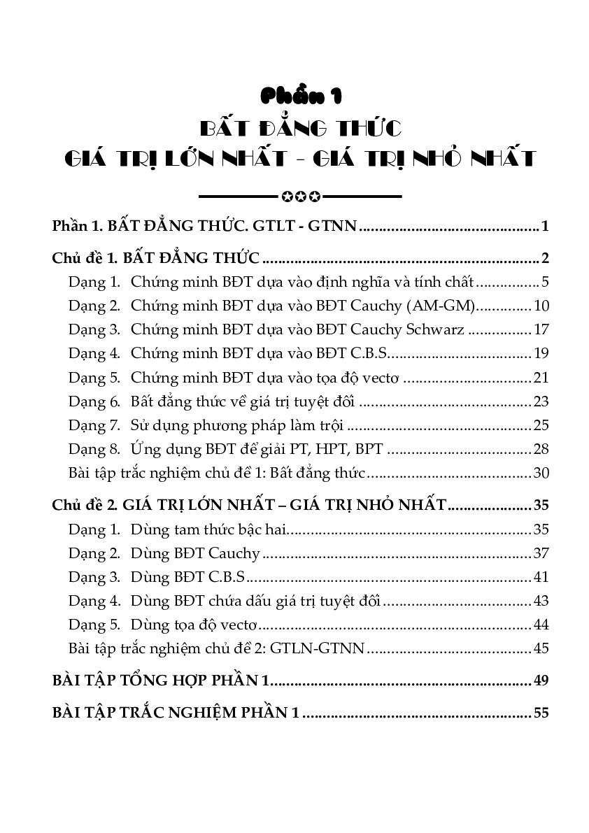 Phân dạng và bài tập bất đẳng thức, GTLN – GTNN – Trần Quốc Nghĩa