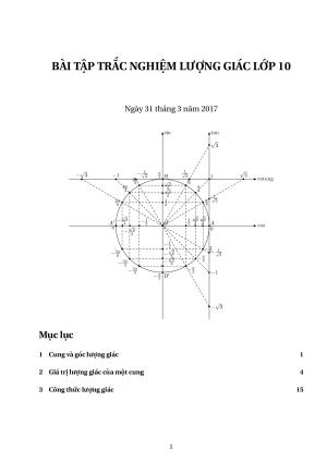 Toán 10 - 315 bài tập trắc nghiệm cung và góc lượng giác – công thức lượng giác có đáp án