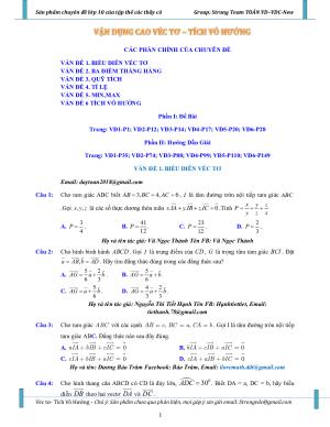 Toán 10 - Bài tập vận dụng cao vectơ, tích vô hướng của hai vectơ và ứng dụng