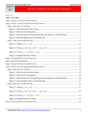 Toán 11: Các dạng toán nhị thức Newton và các bài toán liên quan