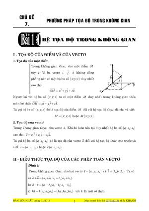 Toán 12: Chuyên đề phương pháp tọa độ trong không gian – Huỳnh Đức Khánh