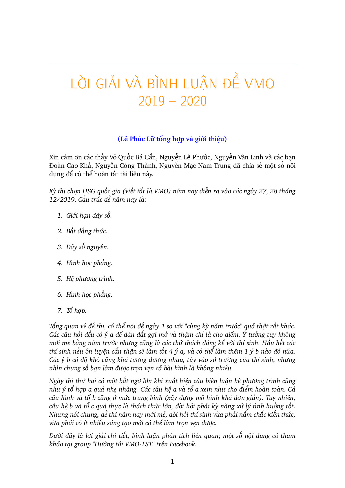 Đề thi chọn học sinh giỏi Quốc gia THPT môn Toán năm học 2019 – 2020