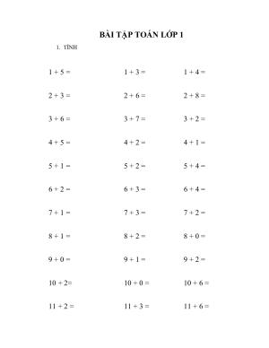 Bài tập toán lớp 1