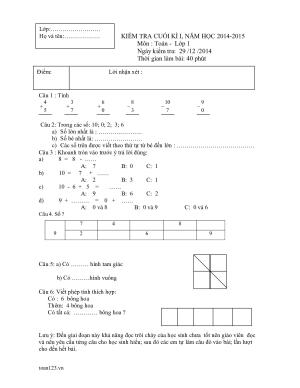 Toán 1 - Đề kiểm tra cuối HKI