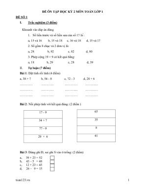 Toán 1 - Đề ôn tập HK2