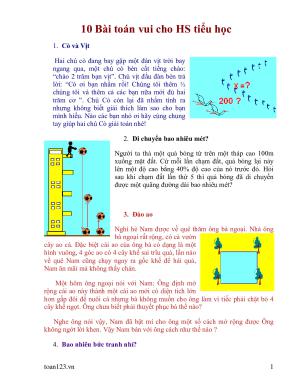 10 Bài toán vui cho học sinh tiểu học