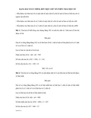 Toán 4 - Bài toán thêm bớt một chữ số