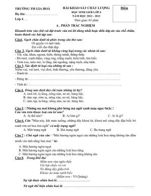 Toán 4 - Đề khảo sát học sinh giỏi