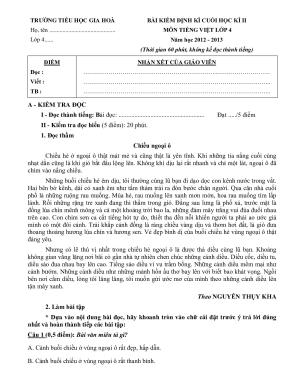 Toán 4 - Đề kiểm tra cuối HK2 TH Gia Hòa