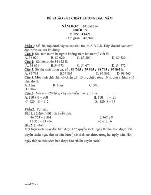 Toán 5 - Đề KSCL đầu năm