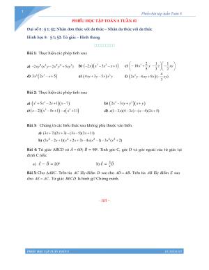 Toán 8 - Phiếu học tập tuần 1
