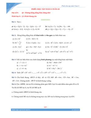 Toán 8 - Phiếu học tập tuần 2