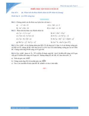 Toán 8 - Phiếu học tập tuần 5