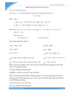 Toán 8 - Phiếu học tập tuần 10