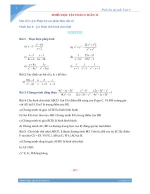 Toán 8 - Phiếu học tập tuần 15