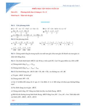 Toán 8 - Phiếu học tập tuần 20