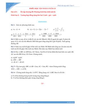 Toán 8 - Phiếu học tập tuần 25