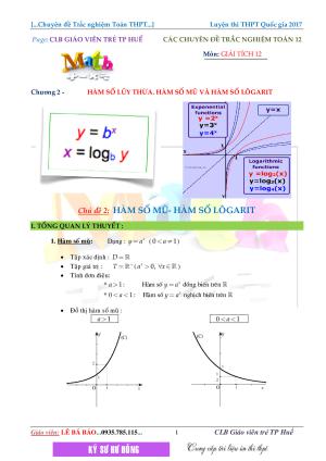 Toán 12 - Hàm số mũ logarit clb giáo viên trẻ TP Huế