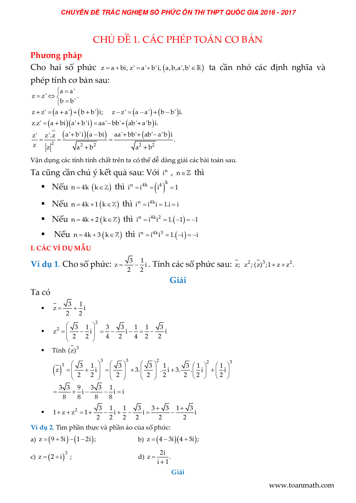 Toán 12 - Chuyên đề trắc nghiệm số phức - Phạm Văn Huy