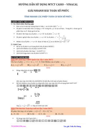 Toán 12 - Hướng dẫn sử dụng máy tính cầm tay giải nhanh bài toán số phức - Trần Bá Hưng