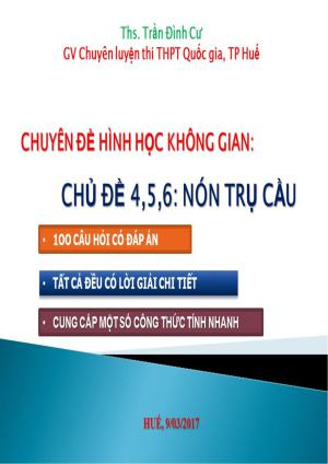 Toán 12 - Chuyên đề mặt nón - mặt trụ - mặt cầu - Trần Đình Cư