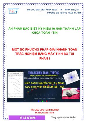 Toán 12 - Một số phương pháp giải nhanh toán trắc nghiệm bằng máy tính bỏ túi - Nguyễn Vũ Thụ Nhân