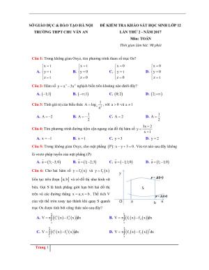 Toán 12 - Đề thi thử THPTQG (có lời giải chi tiết) Chu Văn An Hà Nội lần 2 2017