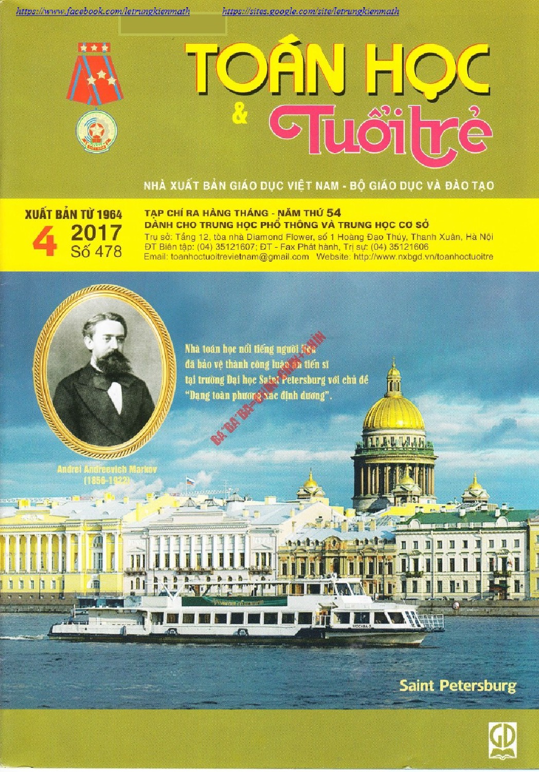 Tạp chí toán học và tuổi trẻ - số 478 ra tháng 4 - 2017